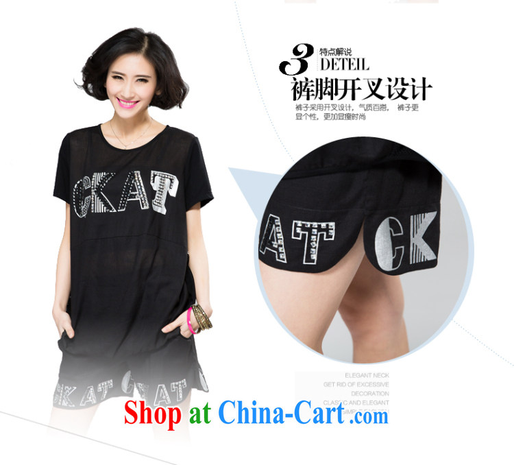 Eternal-soo and indeed increase, female video thin package thick sister 2015 summer new thick mm thick, graphics thin, stamp duty drill T-shirt pants two piece black 4XL pictures, price, brand platters! Elections are good character, the national distribution, so why buy now enjoy more preferential! Health