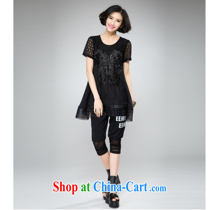 Eternal show the fat increase, female T-shirts thick sister 2015 summer new thick mm thick, graphics thin, hot drill bowtie pattern short-sleeved T shirt skirt black 4XL pictures, price, brand platters! Elections are good character, the national distribution, so why buy now enjoy more preferential! Health