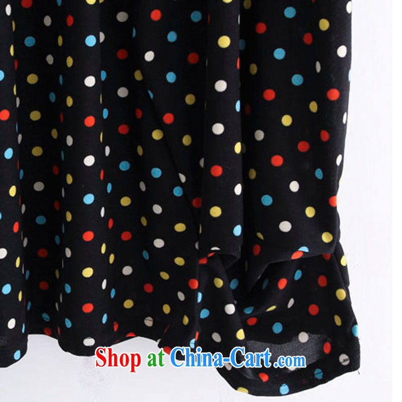 Summer LRWY ultra-liberal hit color wave-stamp short-sleeved dresses girls and indeed increase in older 200 Jack ultra-thick V short skirt lady is black, code - for 100 jack - 200 catties MM, lian Ren wu yu, shopping on the Internet