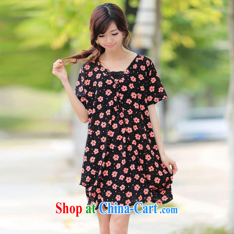 LRWY summer 2015 200 Jack large, female new AD is indeed more ultra-relaxed floral short-sleeved dresses, older mother is loaded with Lady picture color codes - For 100 jack - 200 catties MM, lian Ren wu yu, shopping on the Internet