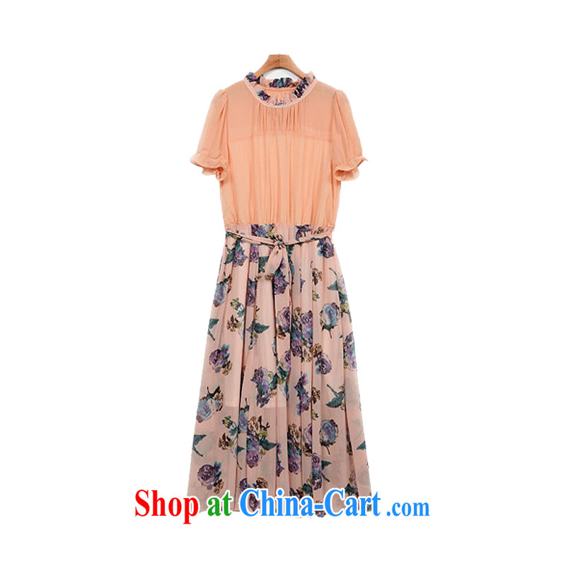 Be Ki MQ Europe larger female summer new, mm thick snow woven stamp the waist and comfortable style large double-yi long skirt 1910 figure 5 XL