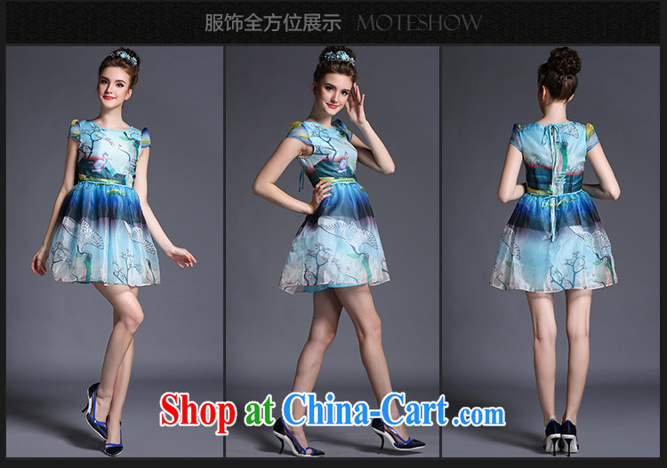 Connie's dream European and American high-end style stamp dresses 2015 summer New, and indeed increase, female 200 Jack mm thick the aging shaggy skirts G 674 blue XXL pictures, price, brand platters! Elections are good character, the national distribution, so why buy now enjoy more preferential! Health