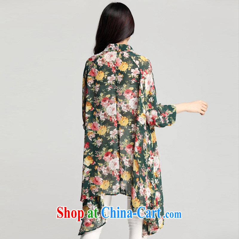 Wen Min summer 2015 Korean snow stamp duty woven shirts, long, loose Is Not rules, with sunscreen and clothing women 7500 green large numbers are codes, Wen Min, shopping on the Internet