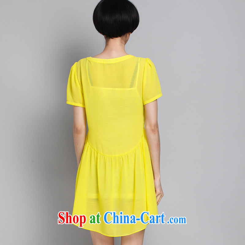 Mephidross economy honey, 2015 summer New, and indeed increase, female fat MM modern and simple in style snow woven dresses 2883 yellow large code 5 200 XL about Jack, evergreens economy honey (MENTIMISI), and, on-line shopping