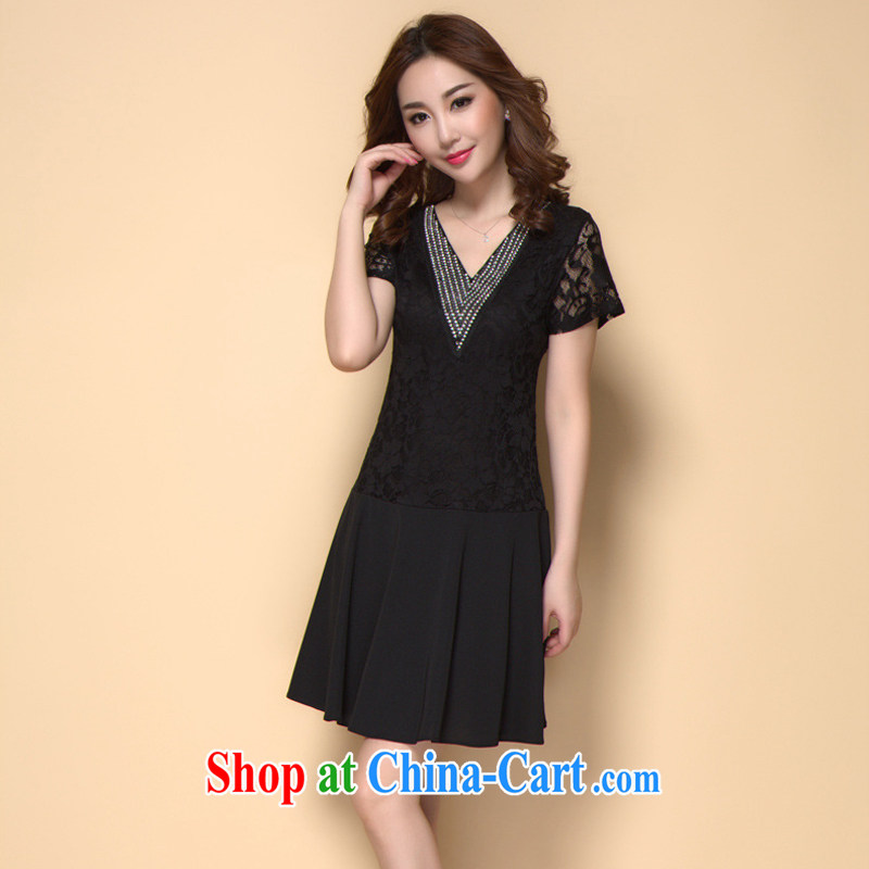 2015 the European Code women mm thick summer V for cultivating graphics thin mother with a short summer sleeveless lace dress - YY 205,000 black 4XL codes, Ying Ying, water, shopping on the Internet