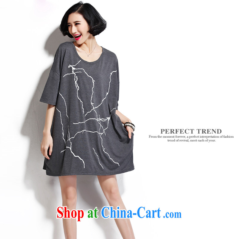 TUSEY figure rare 2015 model only summer short-sleeved large, relaxed and comfortable 200 Jack thick MM T-shirt dresses 6859 gray XXXXXL, figure, tusey), online shopping