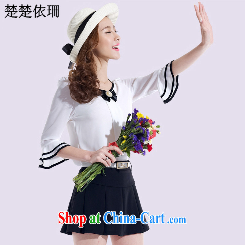 Chu Chu according to law 2015 Korean summer decoration, graphics thin stylish T-shirt snow woven dresses two piece women 6633 black XXL, dressed in accordance with law, and, on-line shopping