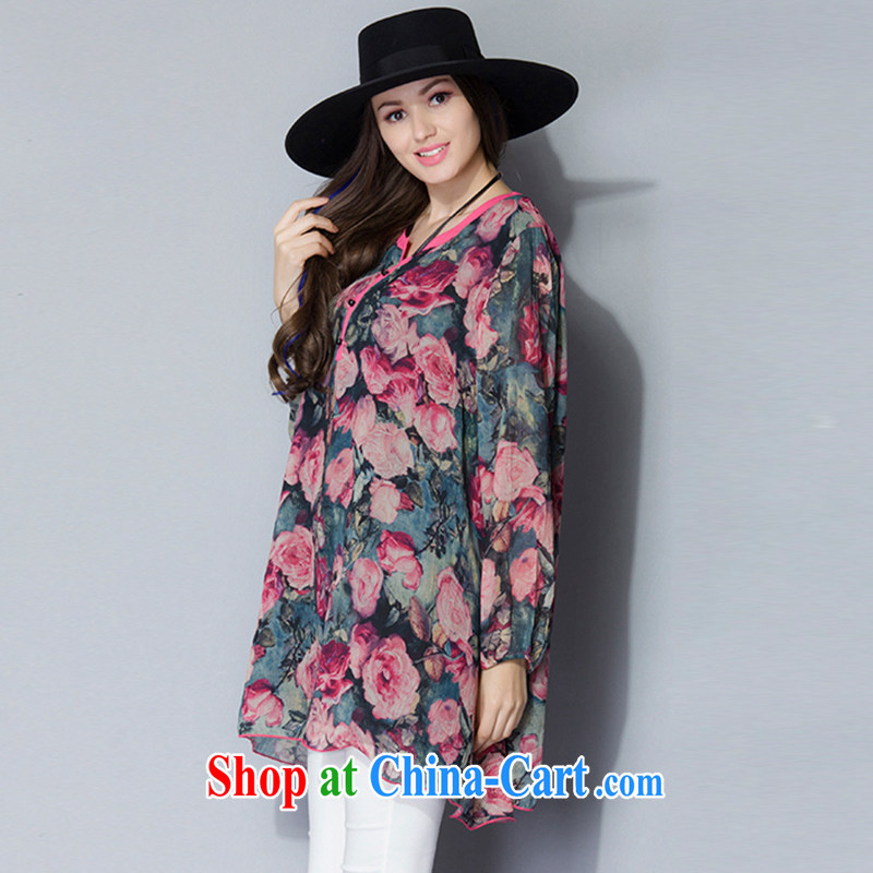 2015 Caynova new loose the Code women's clothing stylish name-yuan style with floral dress pink XXXXXL for 200 - 210 jack, Caynova, shopping on the Internet