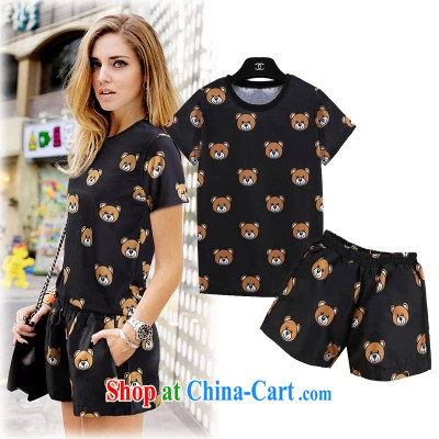 2015 YILISA new, larger female thick MM summer leisure card Cubs pattern short sleeve shirt T shorts sportswear Y 5125 Map Color 5 XL pictures, price, brand platters! Elections are good character, the national distribution, so why buy now enjoy more preferential! Health