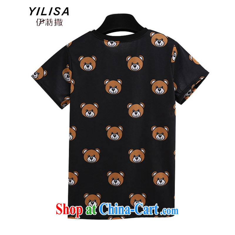 2015 YILISA new, larger female thick MM summer leisure card the Cubs pattern short-sleeve T shirts shorts sportswear Y 5125 Map Color 5 XL, Ms. sub-Saharan (YILISA), online shopping