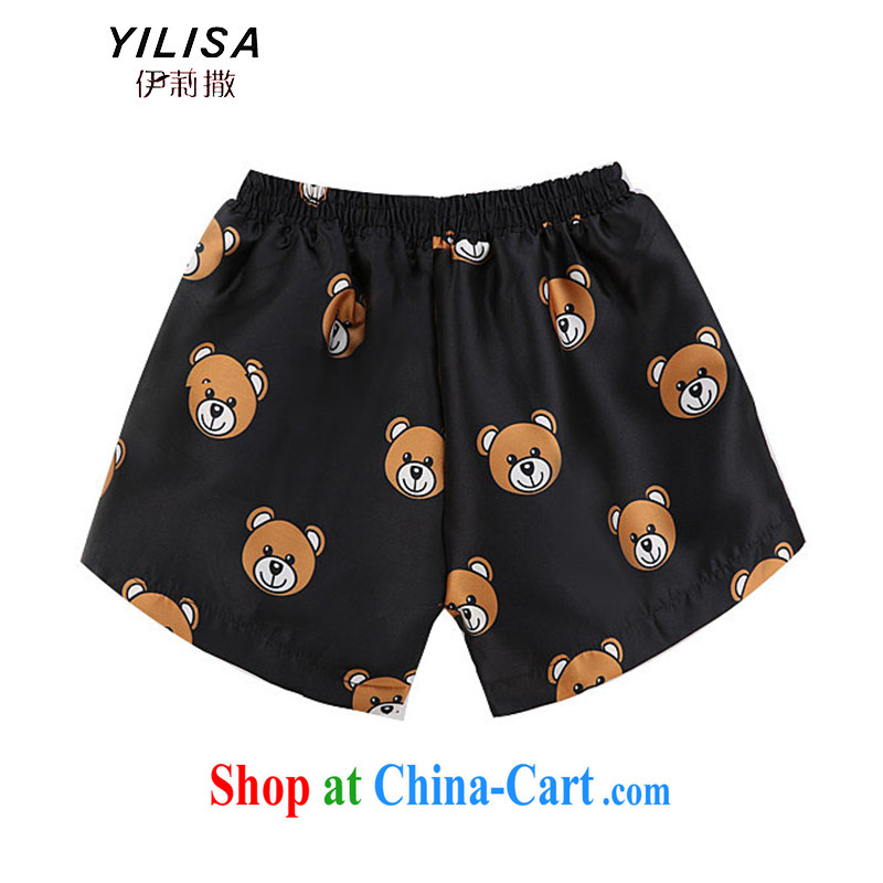 2015 YILISA new, larger female thick MM summer leisure card the Cubs pattern short-sleeve T shirts shorts sportswear Y 5125 Map Color 5 XL, Ms. sub-Saharan (YILISA), online shopping