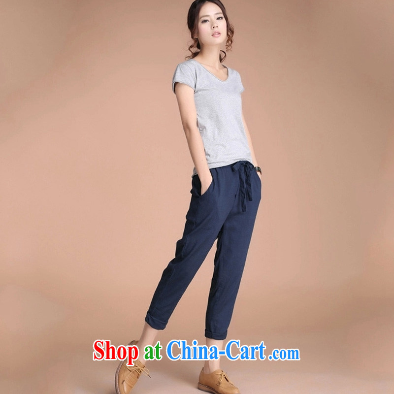 According to perfect 2015 new thick MM and indeed XL cotton pants the Korean very casual, trouser press 9 pants female Y 2206 Tibetan cyan 4 XL, according to perfect (Yibofei), online shopping