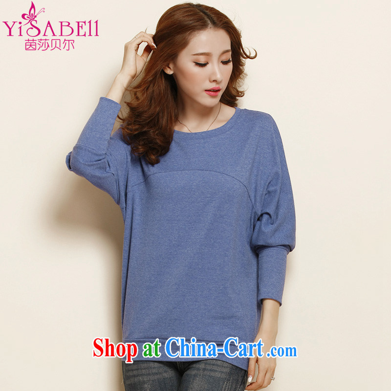 Athena Isabel Allende 2015 new Korean version is indeed the XL female bat sleeves T-shirt solid thick mm long-sleeved T-shirt girls long loose T shirt T-shirt 1127 denim blue L _recommendations 90 - 110 jack_
