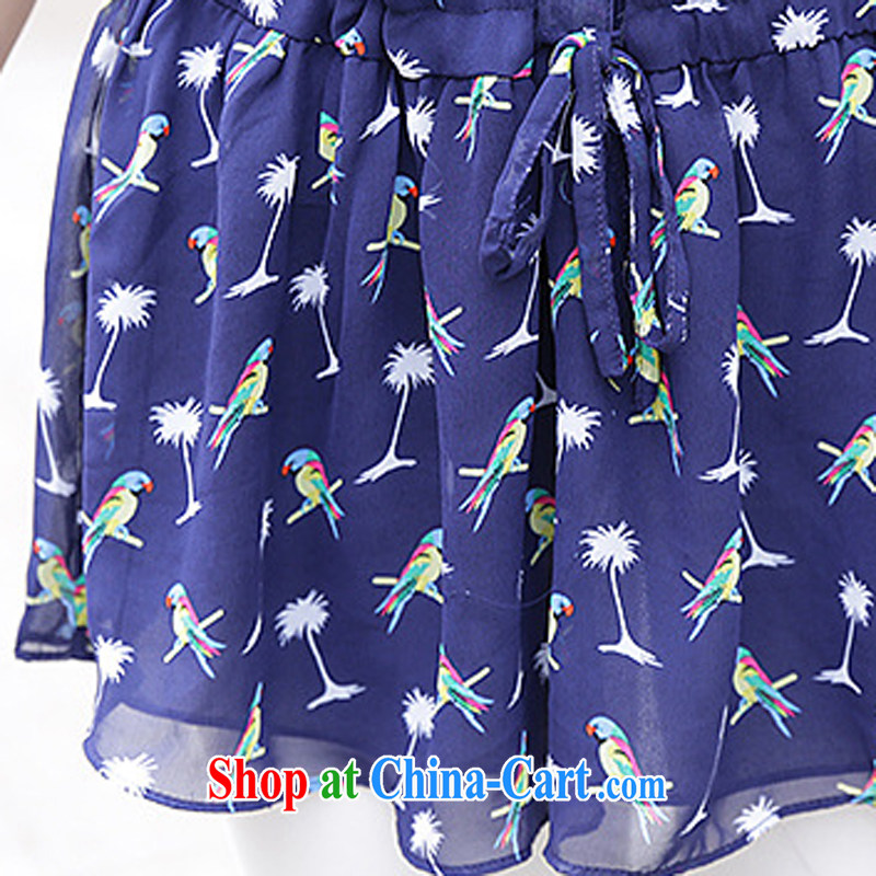 Athena Isabel Allende summer new Korean version is indeed the XL women mm thick beauty graphics thin in V cuff for the waist, with a small bird stamp snow woven shirts 1195 royal blue 2 XL recommendations 120 - 135 jack, Athena Isabel Allende (yisabell), online shopping