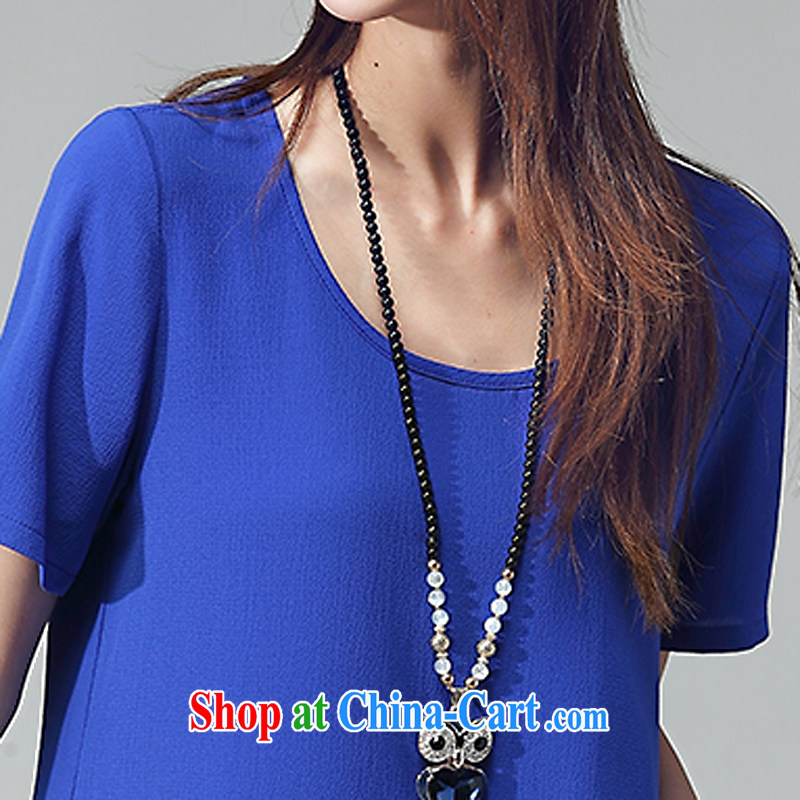 Jade her summer 2015 new products, female Korean minimalist stamp stitching two casual stylish package graphics thin short-sleeved T-shirt shirt girls blue 2 XL (recommendations 130 - 145 catties, Yu-wei, and shopping on the Internet