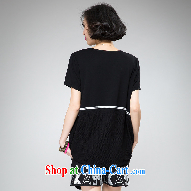 In Europe and America 2015 new package is indeed the XL female thick mm summer T pension short pants loose video thin letter short-sleeved round-collar thick sister uniforms Kit black XXXL, BS, shopping on the Internet
