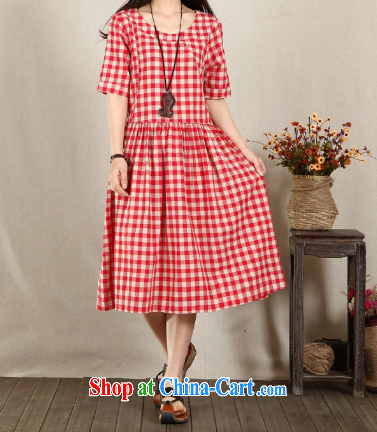 Onpress International Rain underglaze early 2015 summer new retro checked short-sleeved dress style relaxed cotton Ma long skirt 529 blue and white grid M pictures, price, brand platters! Elections are good character, the national distribution, so why buy now enjoy more preferential! Health