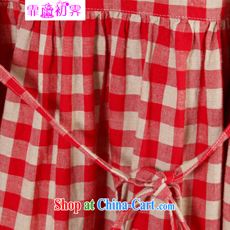 Onpress International Rain underglaze early summer 2015 with new retro checked short-sleeved dress style relaxed cotton Ma long skirt 529 blue-and-white grid M, Onpress International early rain underglaze (Fei apre La pluie), online shopping