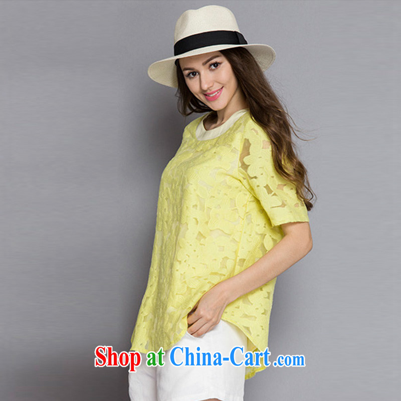 2015 Caynova new, larger women mm thick the root by short-sleeved lace shirt female Q 5006 yellow XXXXXL for 200 - 210 jack, Caynova, shopping on the Internet
