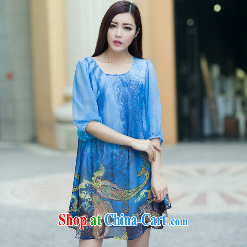 The line spend a lot code women summer 2015 new leisure time in stamp duty, the Code women with elegant and stylish snow woven 7 cuff dress I 5 2521 sky 3 XL, sea routes, and, on-line shopping