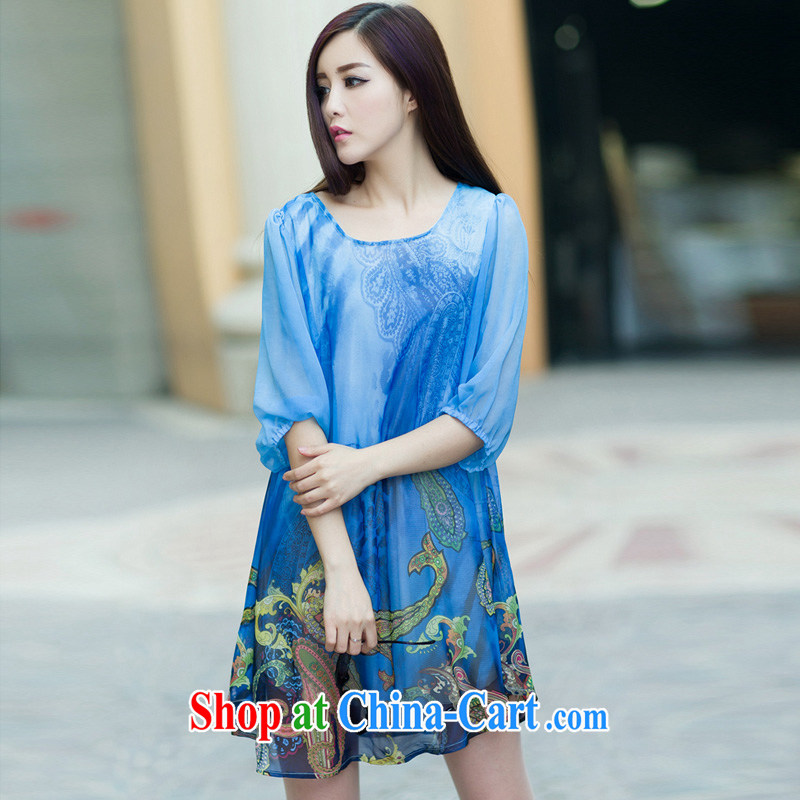 The line spend a lot code women summer 2015 new leisure time in stamp duty, the Code women with elegant and stylish snow woven 7 cuff dress I 5 2521 sky 3 XL, sea routes, and, on-line shopping