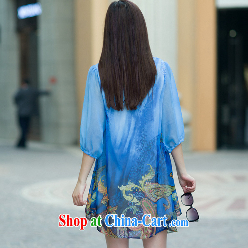 The line spend a lot code women summer 2015 new leisure time in stamp duty, the Code women with elegant and stylish snow woven 7 cuff dress I 5 2521 sky 3 XL, sea routes, and, on-line shopping
