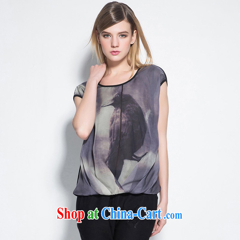 Clothing and express the ventricular hypertrophy, female 2015 summer new mm thick snow woven T-shirts female short-sleeved loose ultra graphics thin T-shirt E 2609 gray 4 XL clothing, express (ekdi), online shopping