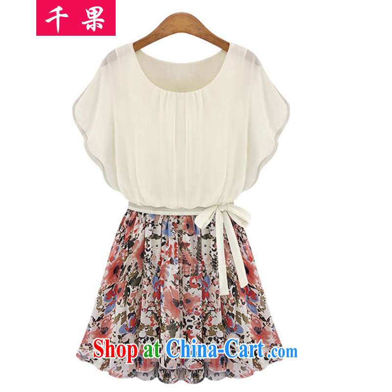 1000 fruit 2015 King, female summer New solid skirt 200 Jack mm thick stitching floral snow woven loose video thin dresses 5123 photo color 3XL