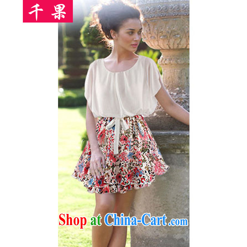1000 fruit 2015 King, female summer New solid skirt 200 Jack mm thick stitching floral snow woven loose video thin dresses 5123 photo color 3XL, 1000 fruit (QIANGUO), online shopping