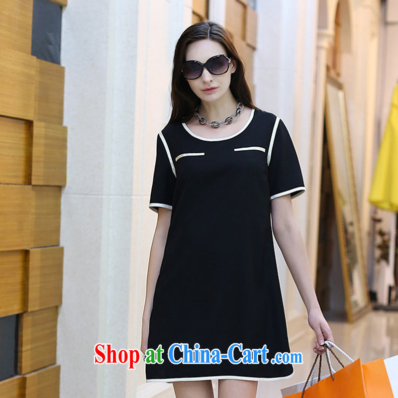 Aviation spanned the code 2015 in Europe and America, the female summer new, mm thick loose video thin flouncing skirt with short-sleeved dresses women 1926 black 5 XL, Dan Jie Shi (DANJIESHI), online shopping