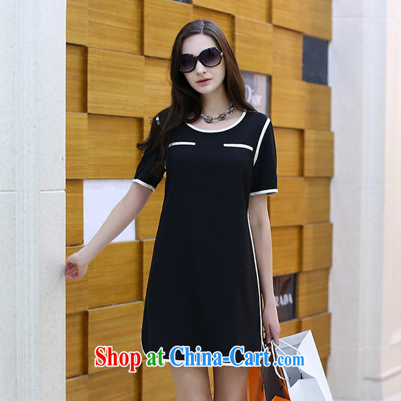 Aviation spanned the code 2015 in Europe and America, the female summer new, mm thick loose video thin flouncing skirt with short-sleeved dresses women 1926 black 5 XL, Dan Jie Shi (DANJIESHI), online shopping
