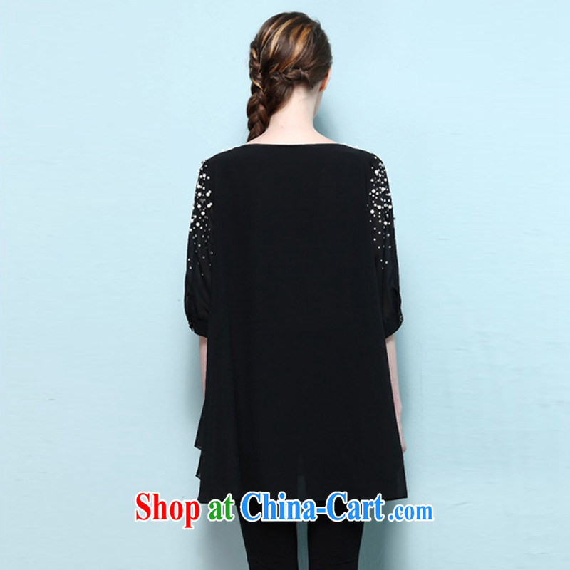 According to perfect 2015 Europe new, larger female thick MM stylish wood drill loose video thin ice woven dresses Y 2213 black XXXL, perfect (Yibofei), and, on-line shopping