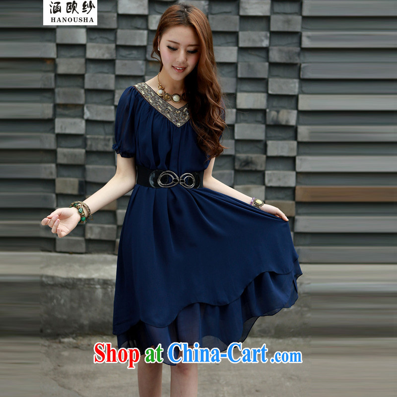COVERED BY THE 2015 Korean obese people and indeed XL girls 200 Jack mm thick sister summer loose video thin ice woven dresses black XXXXL recommendations 185 jack - 200 jack, covered by the yarn (Hanousha), online shopping
