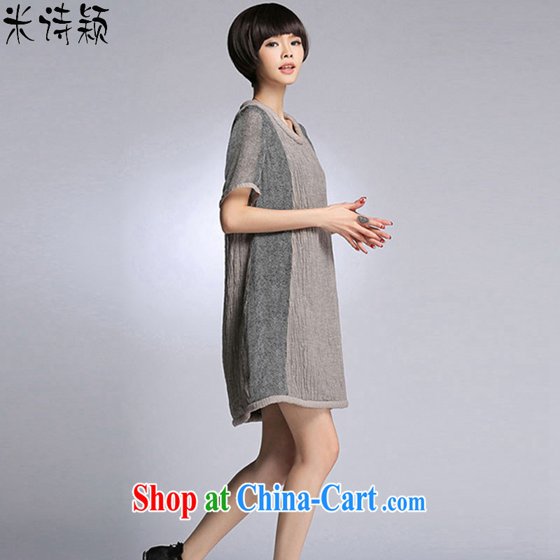 M Ms Elsie Leung, Ying 2015 spring and summer new, larger ladies dress relaxed dress light gray XXXXL, M, Ms Elsie LEUNG Ying (MiShiYing), online shopping