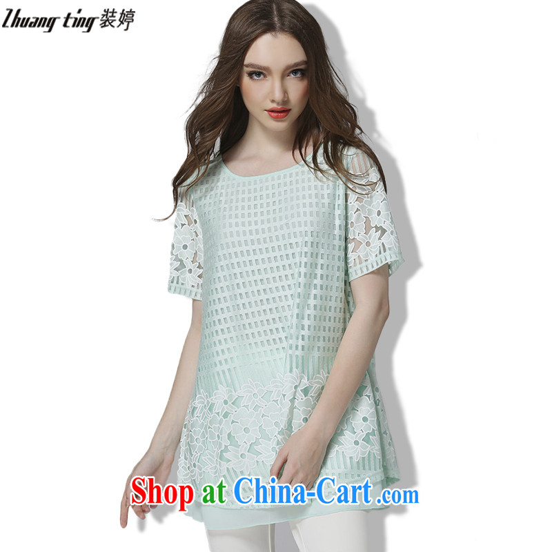 Replace-ting zhuangting fat people graphics thin summer 2015 the Code women with high-end European and American the obese sister short-sleeved snow spinning Netherlands 1028 pink XXXL, Ting (zhuangting), shopping on the Internet