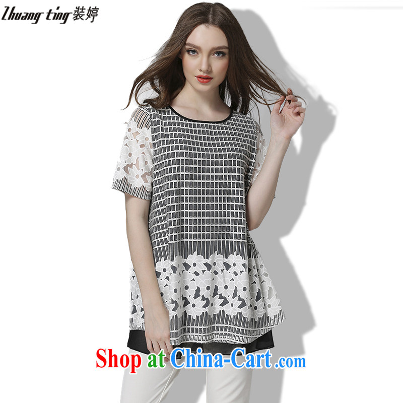 Replace-ting zhuangting fat people graphics thin summer 2015 the Code women with high-end European and American the obese sister short-sleeved snow spinning Netherlands 1028 pink XXXL, Ting (zhuangting), shopping on the Internet