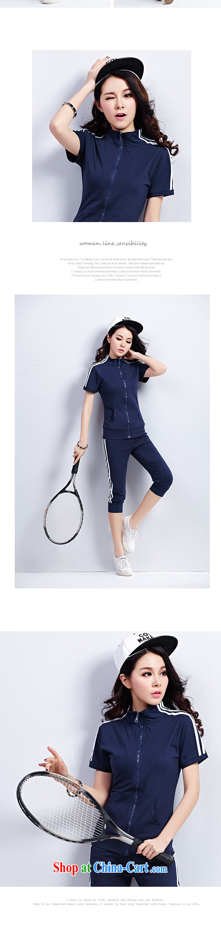 Blue Fox summer new stylish large code style Korean version, for zip sweater girls two-piece simple sport and leisure short-sleeved 7 pants Kit female Red XXXL pictures, price, brand platters! Elections are good character, the national distribution, so why buy now enjoy more preferential! Health