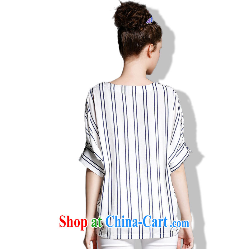 Replace-ting zhuangting summer 2015 the code female high-end European and American linen bat sleeves loose round-collar striped shirt 1881 photo color 4 XL, Ting (zhuangting), online shopping