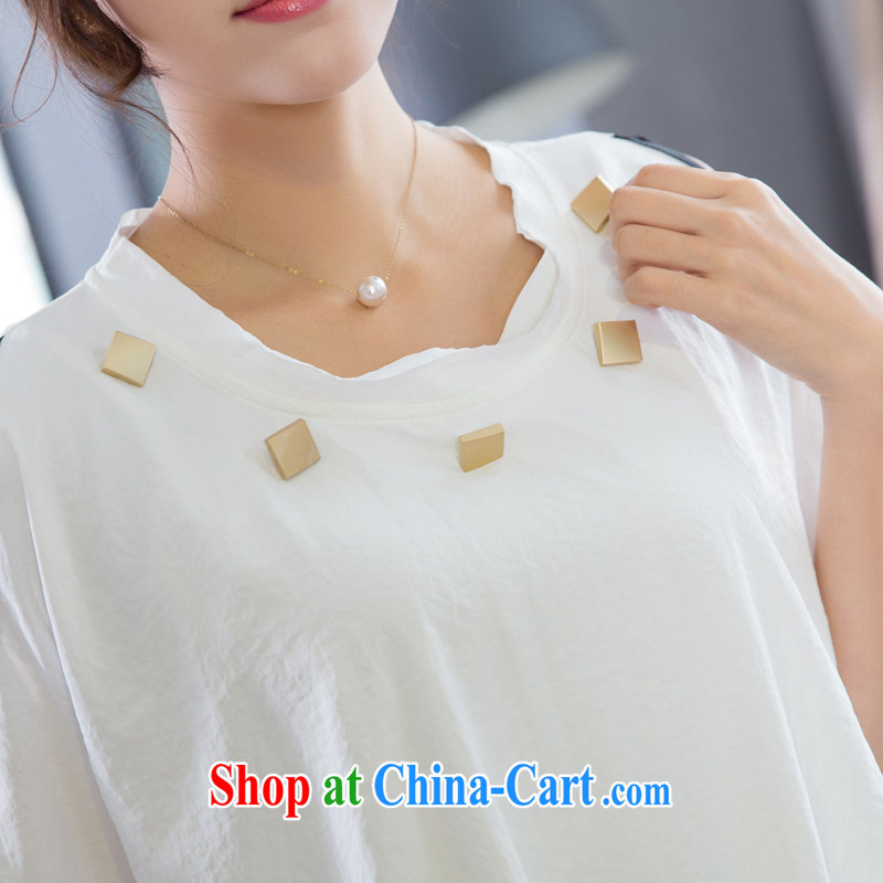 Good luck cracking the code female thick MM cultivating 2015 spring and summer new Korea and indeed increase loose video thin Lounge Terrace shoulder T-shirt T shirt 5126 white 4XL, giggling auspicious, and shopping on the Internet