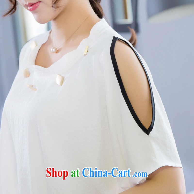 Good luck cracking the code female thick MM cultivating 2015 spring and summer new Korea and indeed increase loose video thin Lounge Terrace shoulder T-shirt T shirt 5126 white 4XL, giggling auspicious, and shopping on the Internet