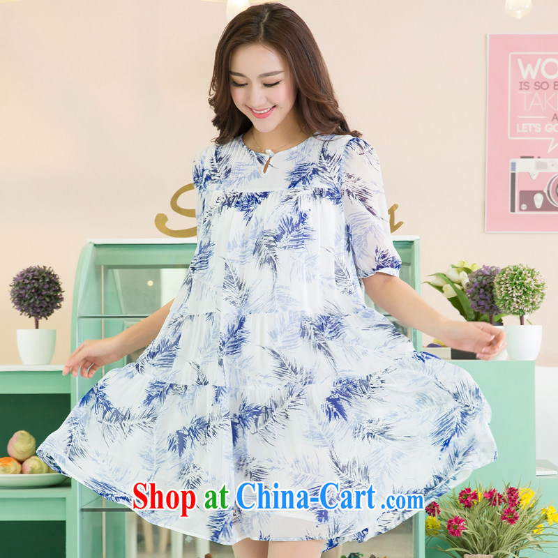 Huan Zhu Ge Ge Ge XL ladies' 2015 spring and summer new emphasis on cultivating MM graphics thin high-quality emulation, stamp duty 100 hem short-sleeved dress 5150 picture color 3XL, giggling auspicious, shopping on the Internet