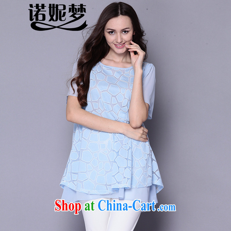 The Connie was a high-end European and American snow woven shirts female and indeed XL female 200 Jack 2015 summer new in long loose short-sleeved T-shirt girl J 1029 light blue XXXL