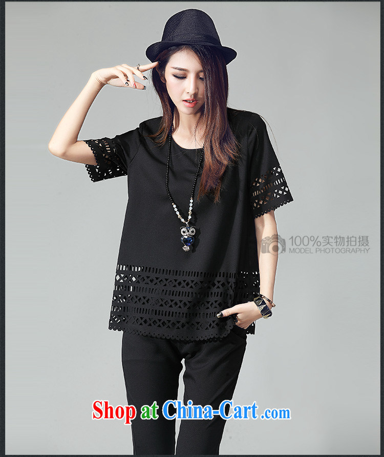 ZORMO Korean female thick mm larger leisure Package window cutouts take short-sleeve shirt T female + 7 pants 2 piece black 4XL pictures, price, brand platters! Elections are good character, the national distribution, so why buy now enjoy more preferential! Health