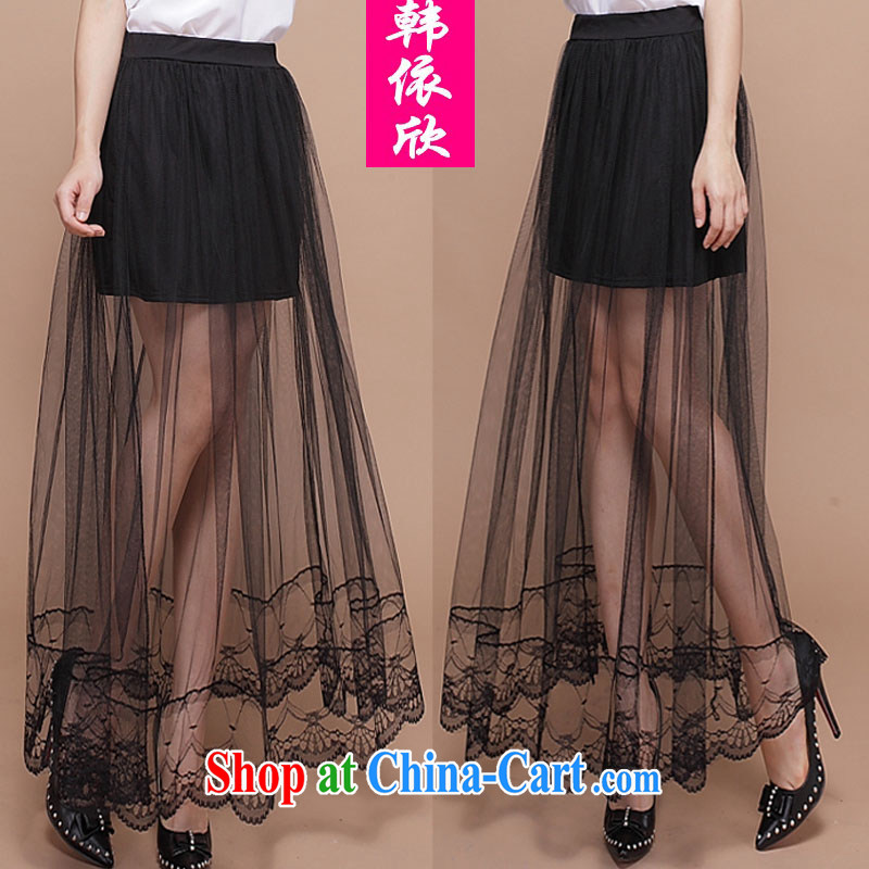 Korea was in accordance with 2015 graphics thin beauty snow woven body skirt the long skirt fluoroscopy sexy buds silk skirt by shaggy black skirt are code, in accordance with South Korea, and shopping on the Internet