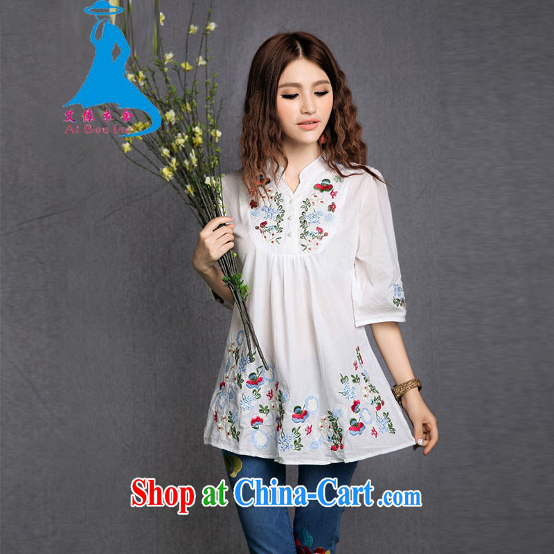 In accordance with the garment care summer 2015 New National wind embroidery, for pure cotton large code female 1283 white, code, and in accordance with the clothing and buildings, and shopping on the Internet