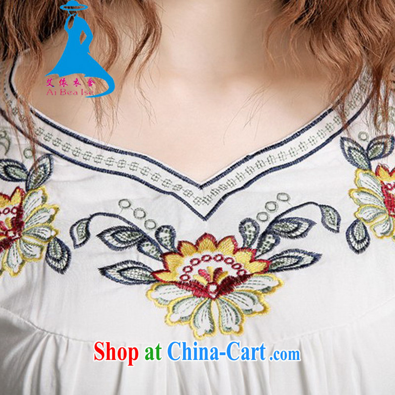 According to the garment care summer 2015 New National wind embroidery pure cotton short sleeve T-shirt large, female 1282 white, in accordance with the clothing, and, shopping on the Internet