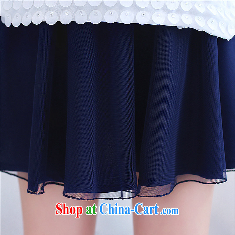 The Special Summer new Korean snow woven European root yarn skirt skirt pants two-piece with Lady round-collar cotton Ma short-sleeved T-shirt ladies white XXL, the ad (BLUEST), shopping on the Internet