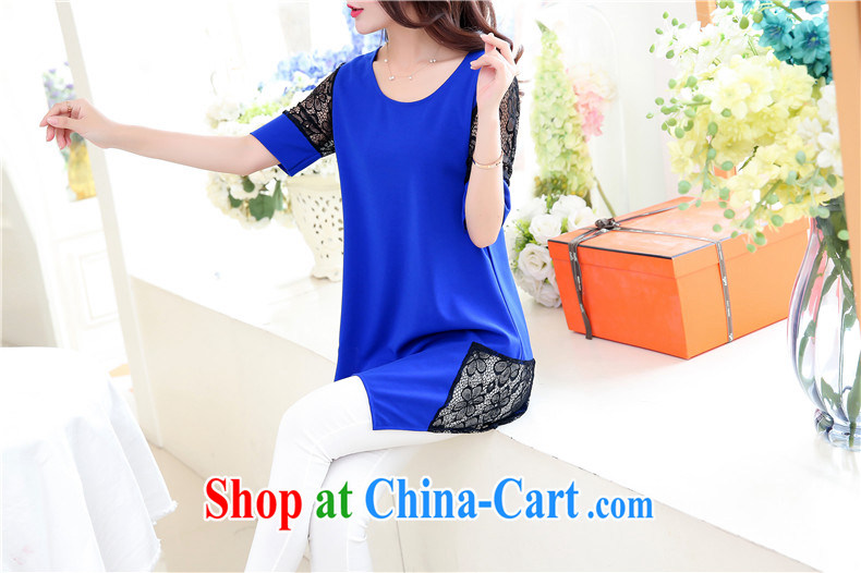 Sister into summer 2015 with new female Korean version of the greater number, long, solid T-shirt T-shirt lace stitching solid skirt M 482 blue XXXXXL pictures, price, brand platters! Elections are good character, the national distribution, so why buy now enjoy more preferential! Health