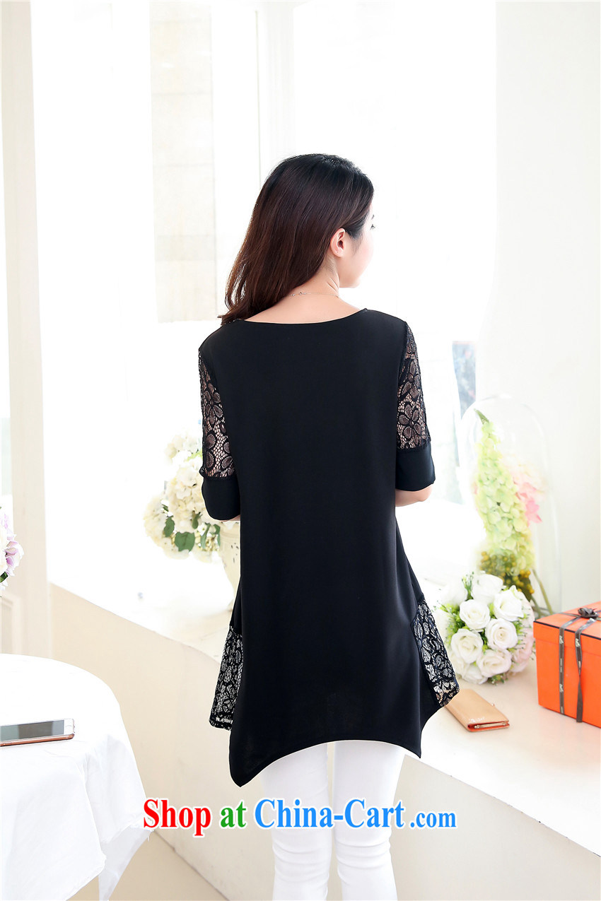 Sister into summer 2015 with new female Korean version of the greater number, long, solid T-shirt T-shirt lace stitching solid skirt M 482 blue XXXXXL pictures, price, brand platters! Elections are good character, the national distribution, so why buy now enjoy more preferential! Health