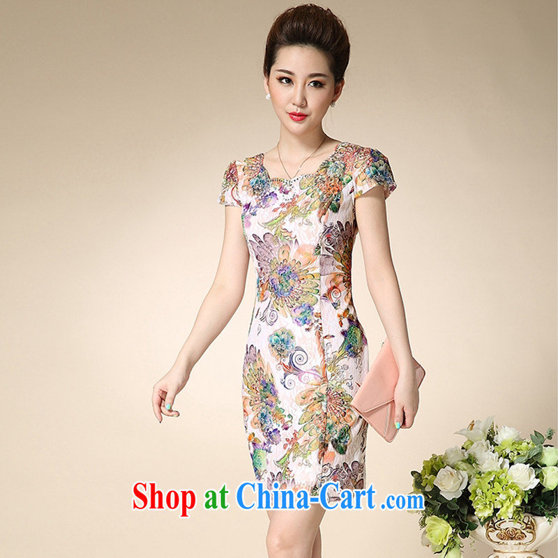 Let Bai colorful 2015 spring and summer new, large, cultivating graphics thin aura lace cheongsam dress female DM 808 #Fung Mei Hua XXXL dream Bai beauty, shopping on the Internet